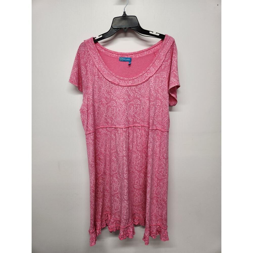 Fresh Produce Women's Pink Floral Short Sleeve Midi T-Shirt Dress, Size XXL. USA